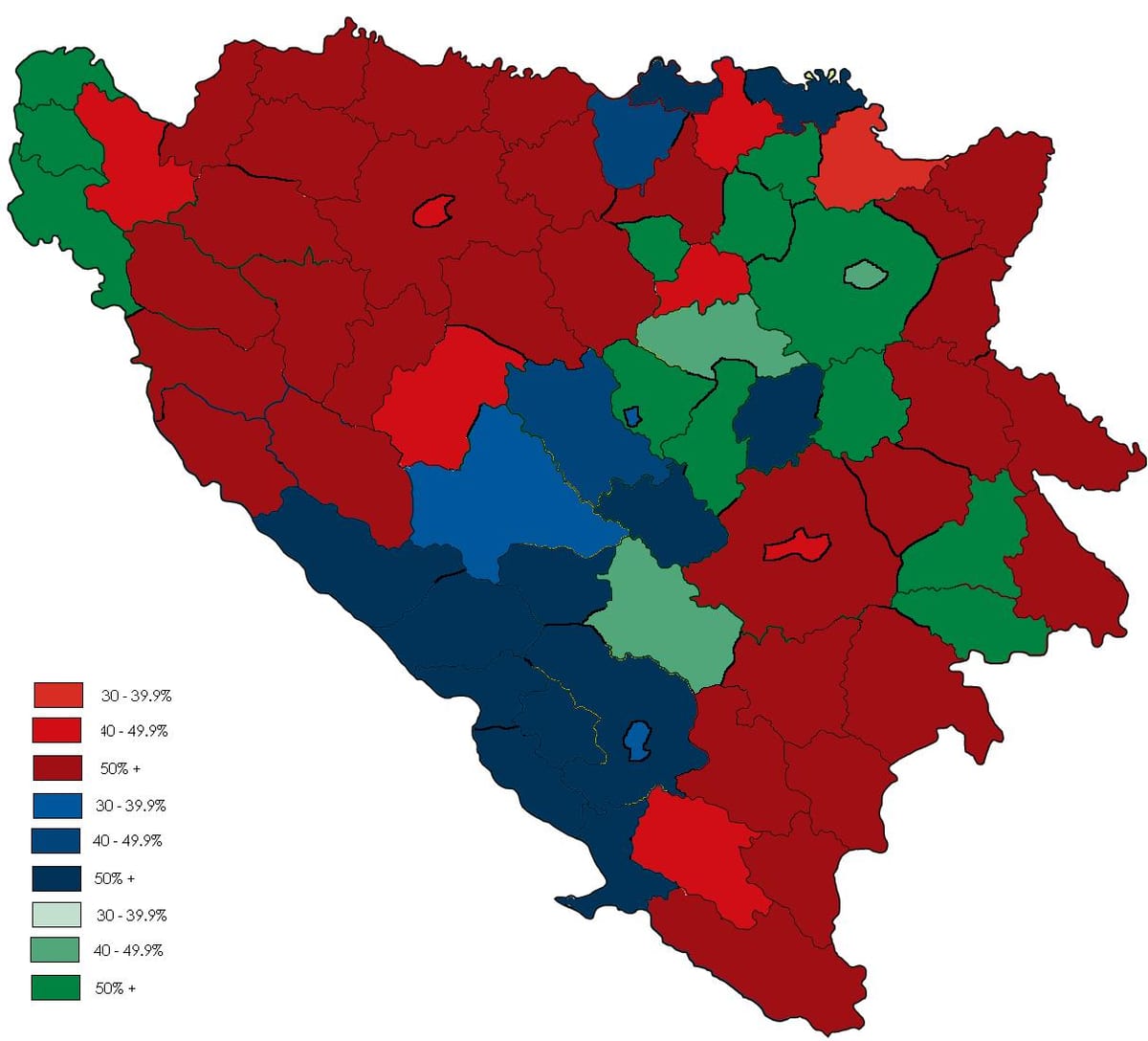 Bosna vere zemljevid