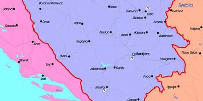 Bosna in Hercegovina politični zemljevid