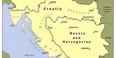 Zemljevid Bosne in Hercegovine in okoliških državah