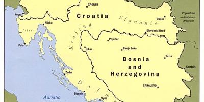 Zemljevid Bosne in Hercegovine in okoliških državah